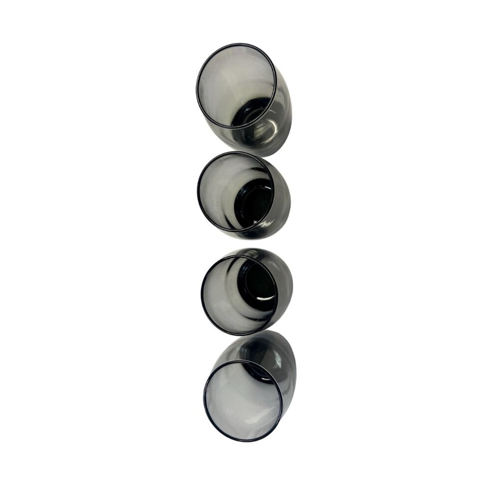Drinking Water Ice Tea Glasses Roly Polly Grey Smoke Set 4 Vintage Ombre Heavy - Picture 5 of 8